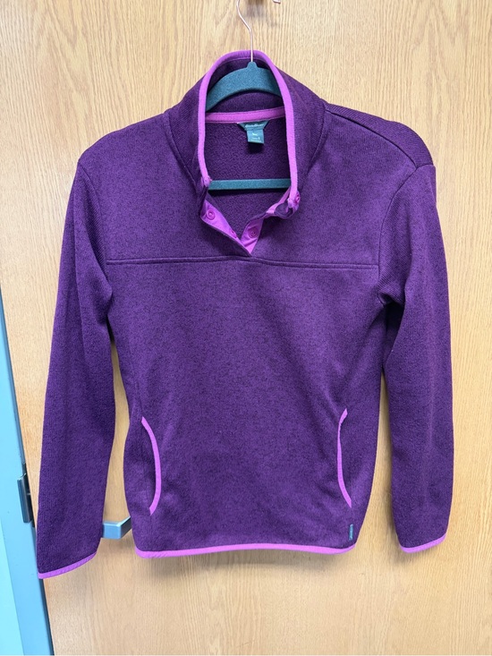 Eddie Bauer Sweaters - Eddie Bauer Purple Fleece Pullover with Pink Trim